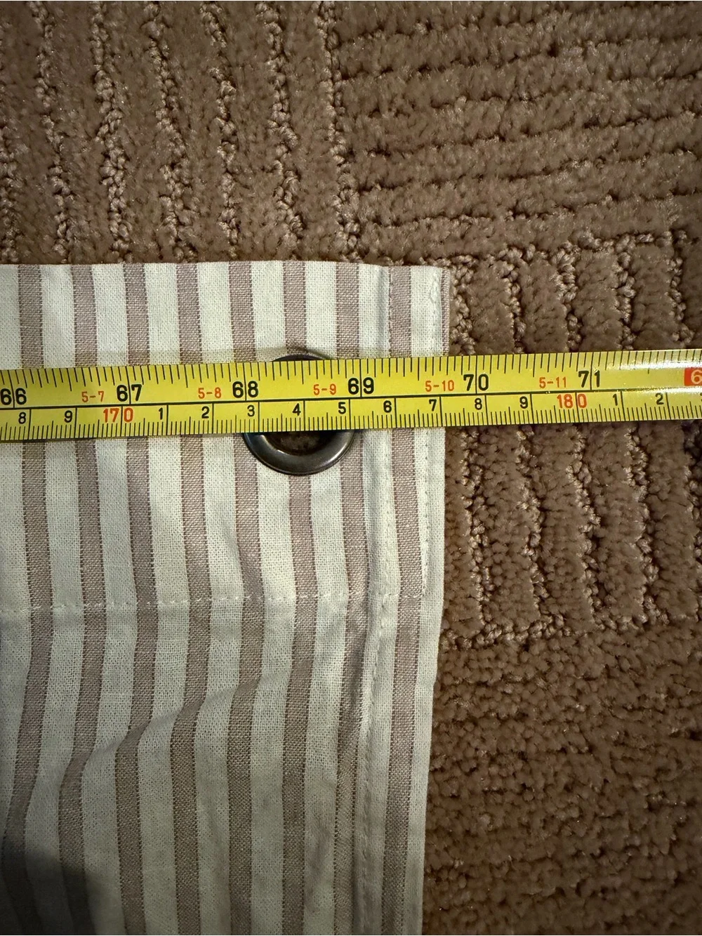 Pottery Barn Linen Style Vintage Ticking Stripe Shower Curtain Tan/Beige & Cream